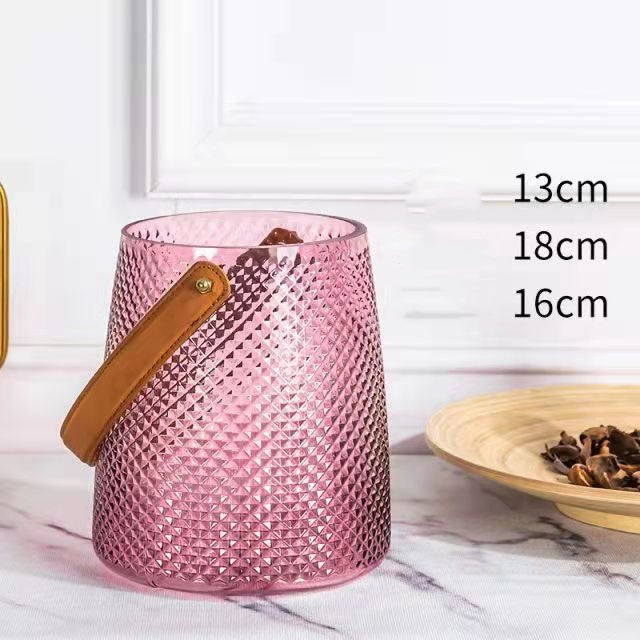 Portable leather glass vase ornaments creative
