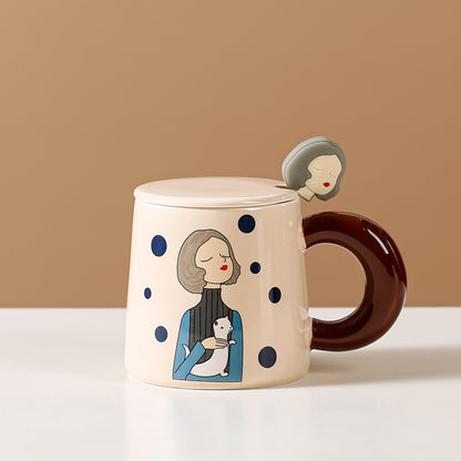 Creative Cute Bubble Girl Contrast Color Ceramic Cup