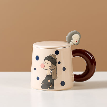 Creative Cute Bubble Girl Contrast Color Ceramic Cup