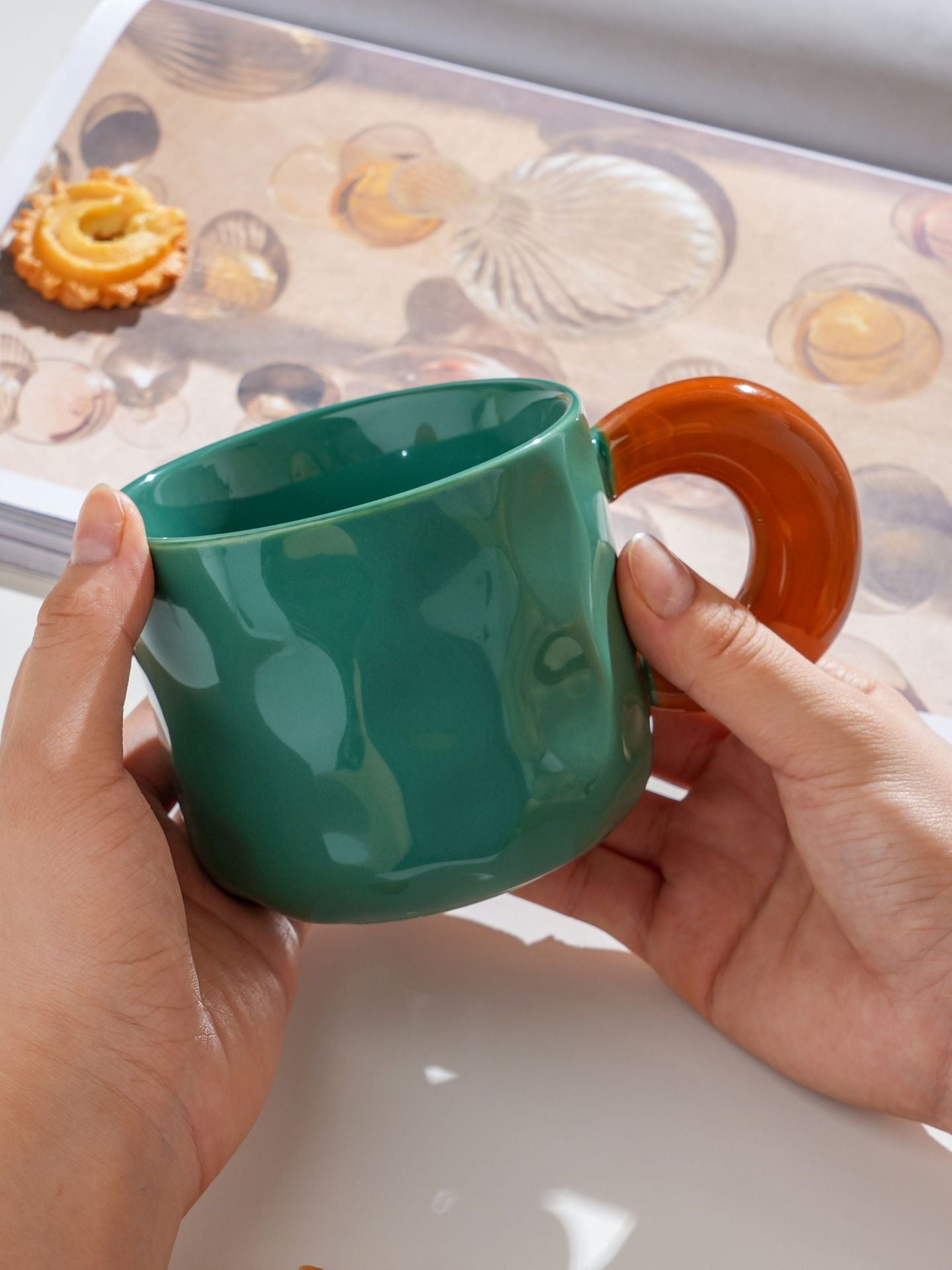 Concave and convex ceramic mug