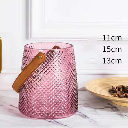 Portable leather glass vase ornaments creative