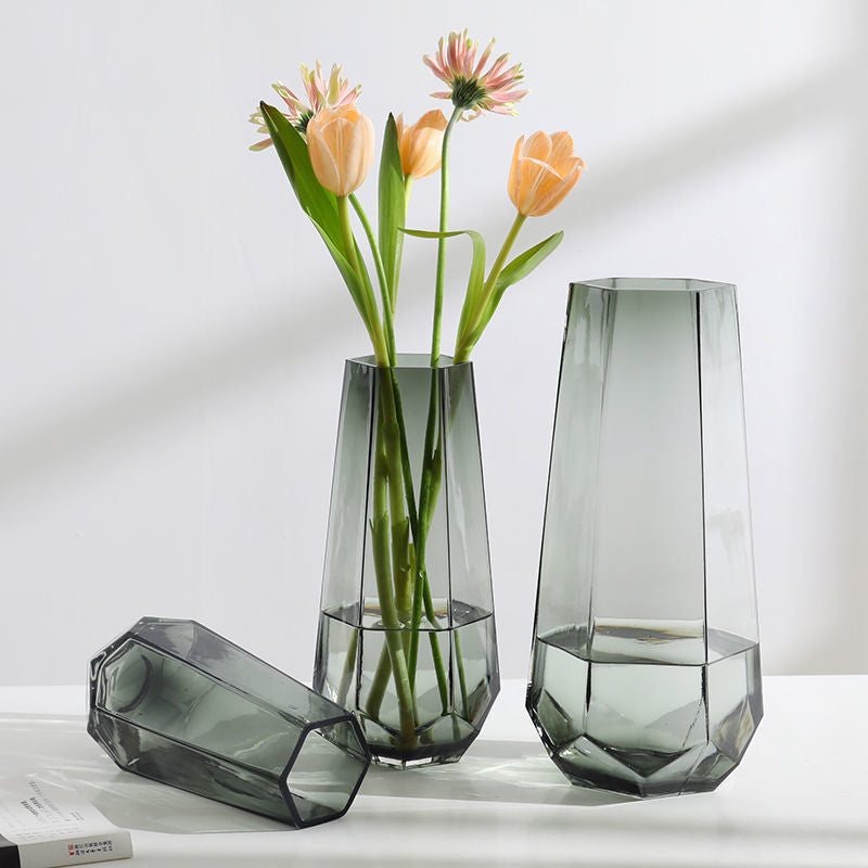 Simple creative hexagonal glass vase