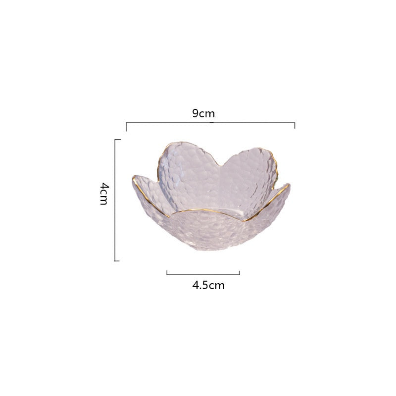 Creative Hammered Gold Petal Transparent Glass Bowl