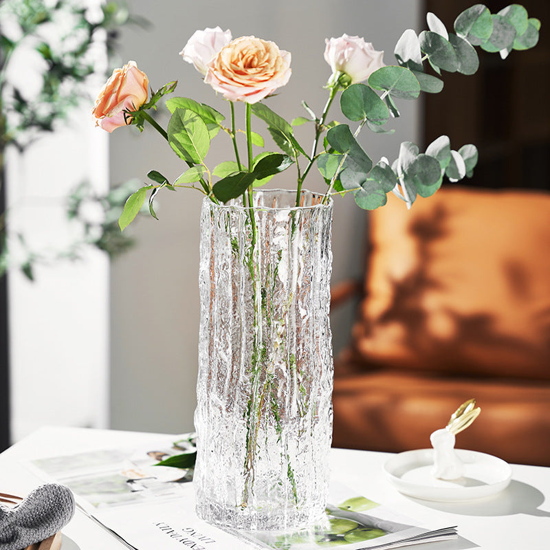 Frozen glacier glass vase