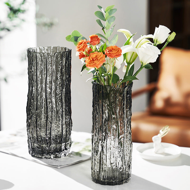 Frozen glacier glass vase