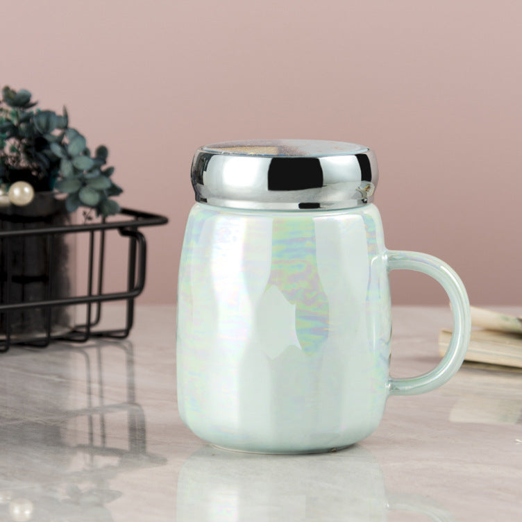Flowing sand mirror light luxury ceramic cup