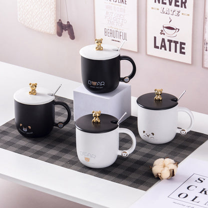 Simple and luxurious bear mug, fashionable gold-painted creative ceramic mug