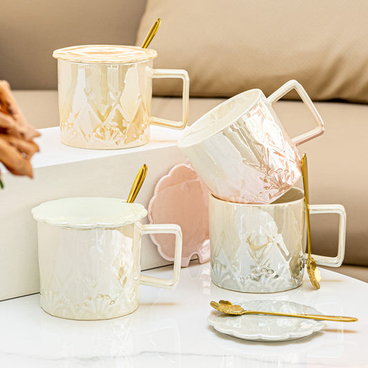 Beautiful girly colorful cherry blossom ceramic cup