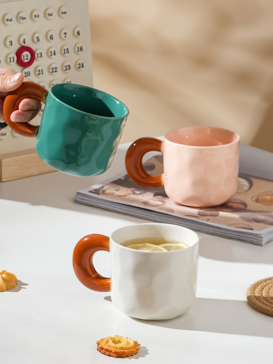 Concave and convex ceramic mug
