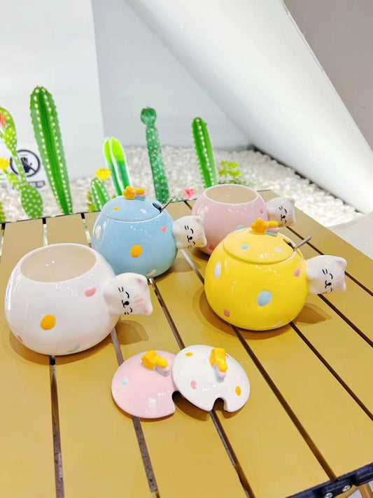 Creative cute embossed cat personality mug