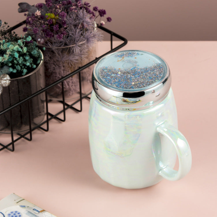 Flowing sand mirror light luxury ceramic cup