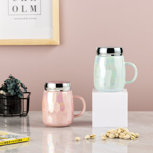 Flowing sand mirror light luxury ceramic cup
