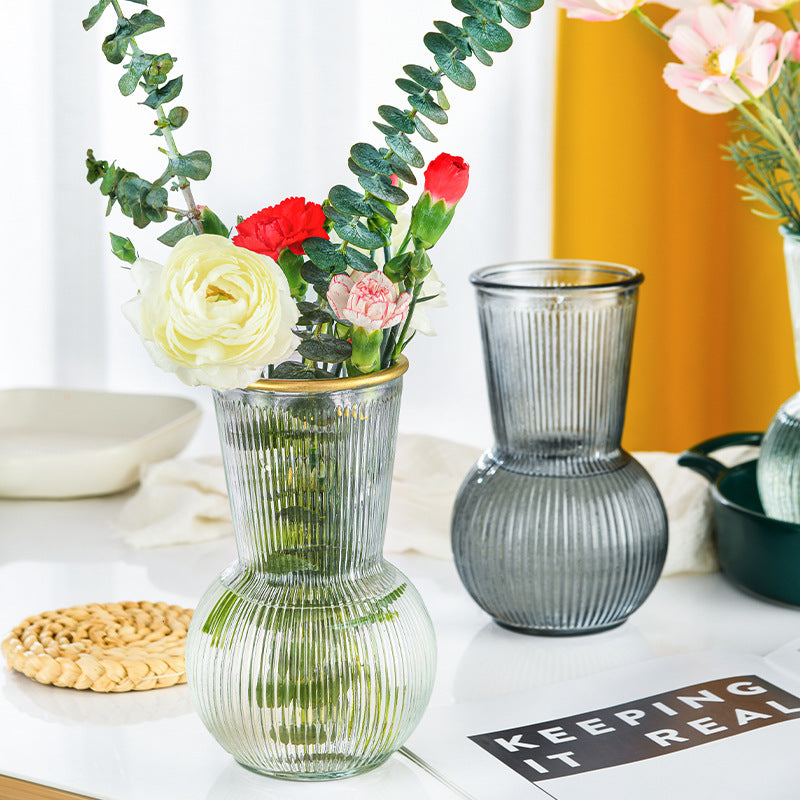 Large mouth glass transparent grenade vase