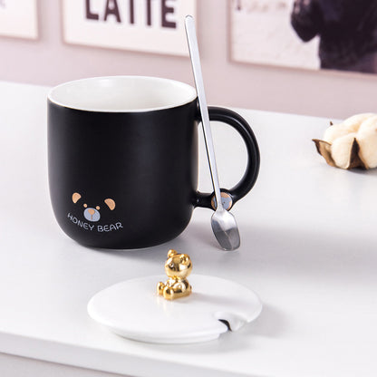 Simple and luxurious bear mug, fashionable gold-painted creative ceramic mug