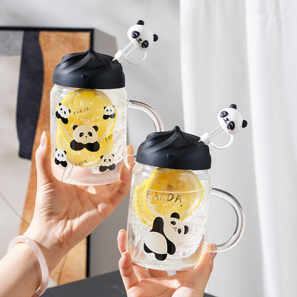 Panda glass sippy cup