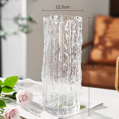 Frozen glacier glass vase