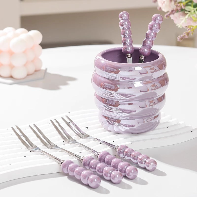 Pearl glaze honey jar fruit fork storage jar