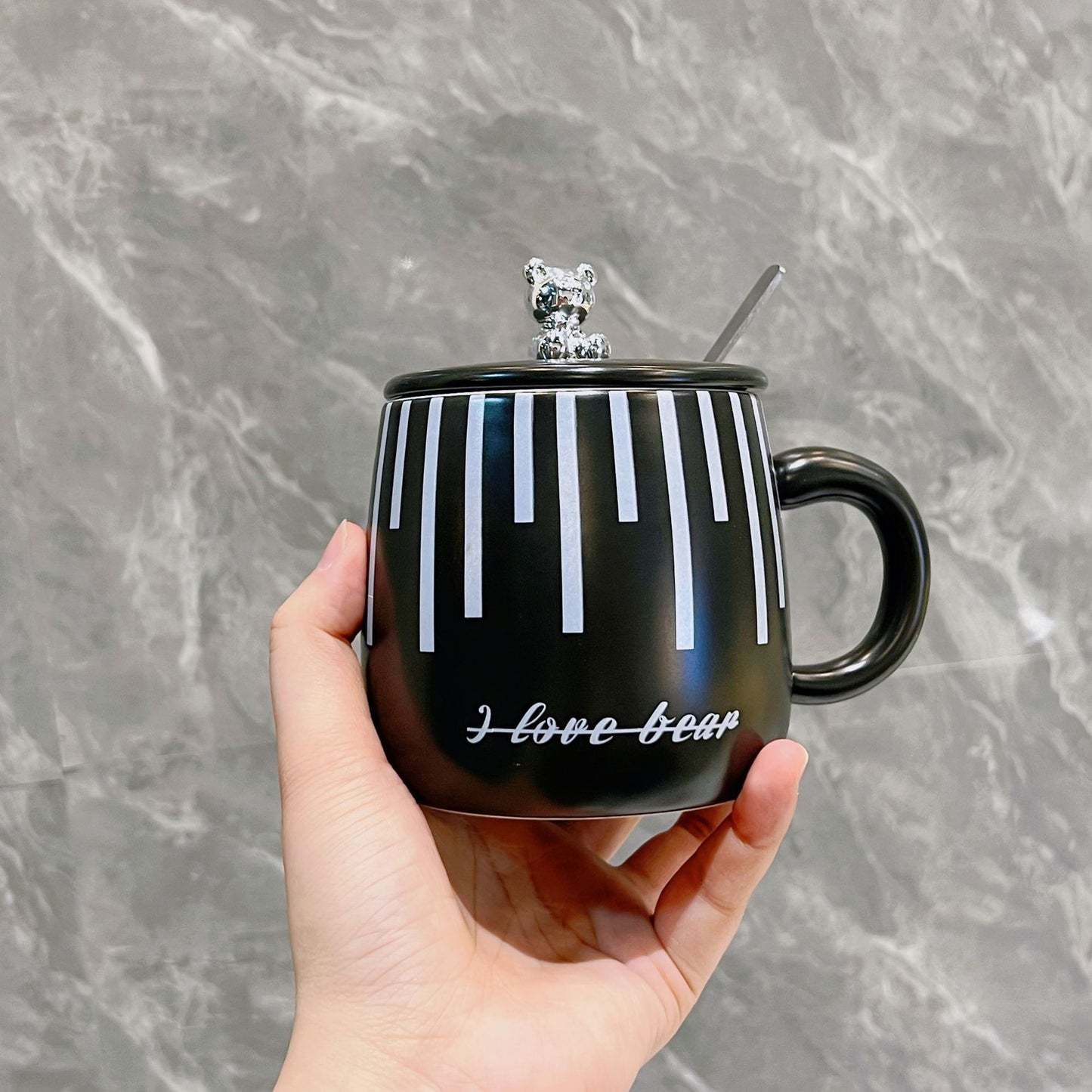 Fashionable electroplating bear ceramic cup