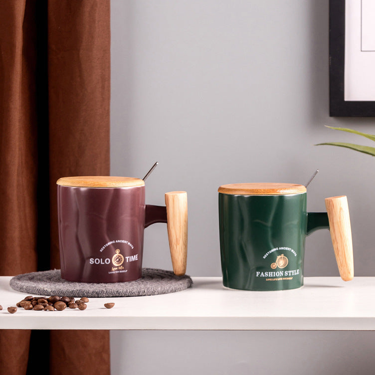 Creative convex and concave handle stone cup
