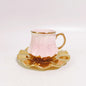 Simple marble pattern ceramic coffee cup and saucer set
