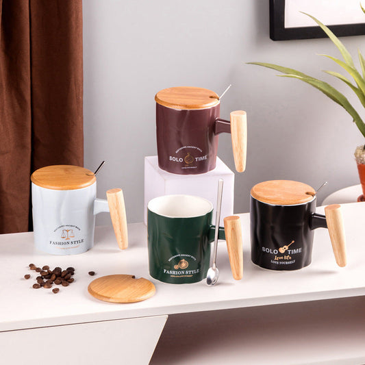 Creative convex and concave handle stone cup