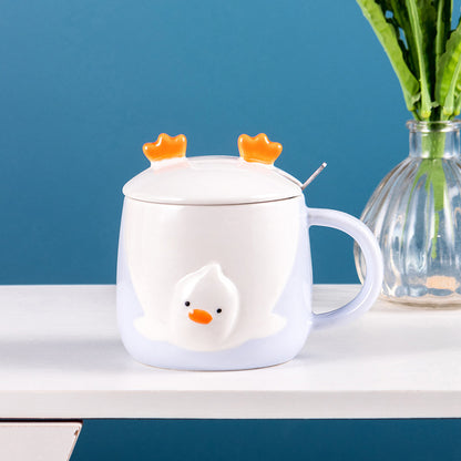 Cartoon duck ceramic cup with lid