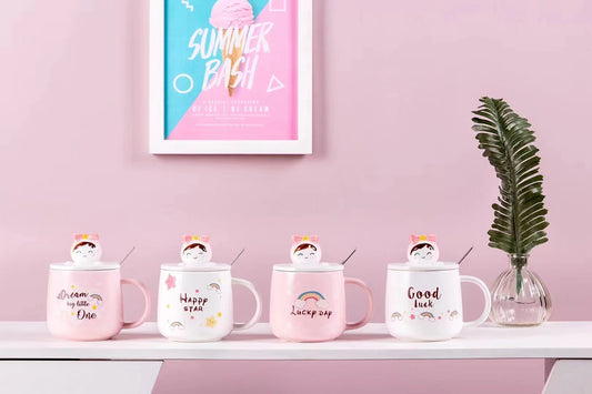 Cute cartoon bow girl mug