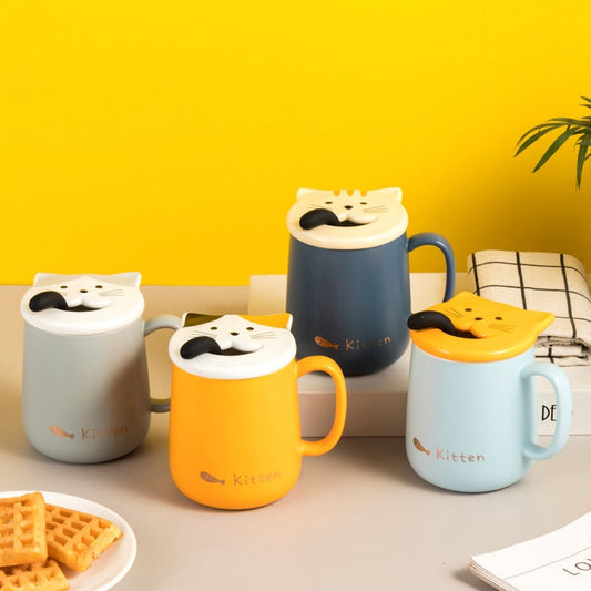 Cartoon cat ceramic mug