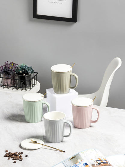 Minimally striped ceramic cup