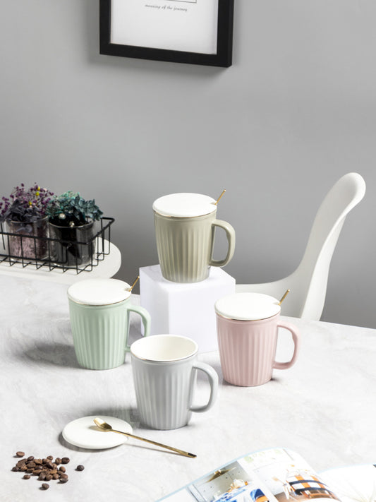 Minimally striped ceramic cup