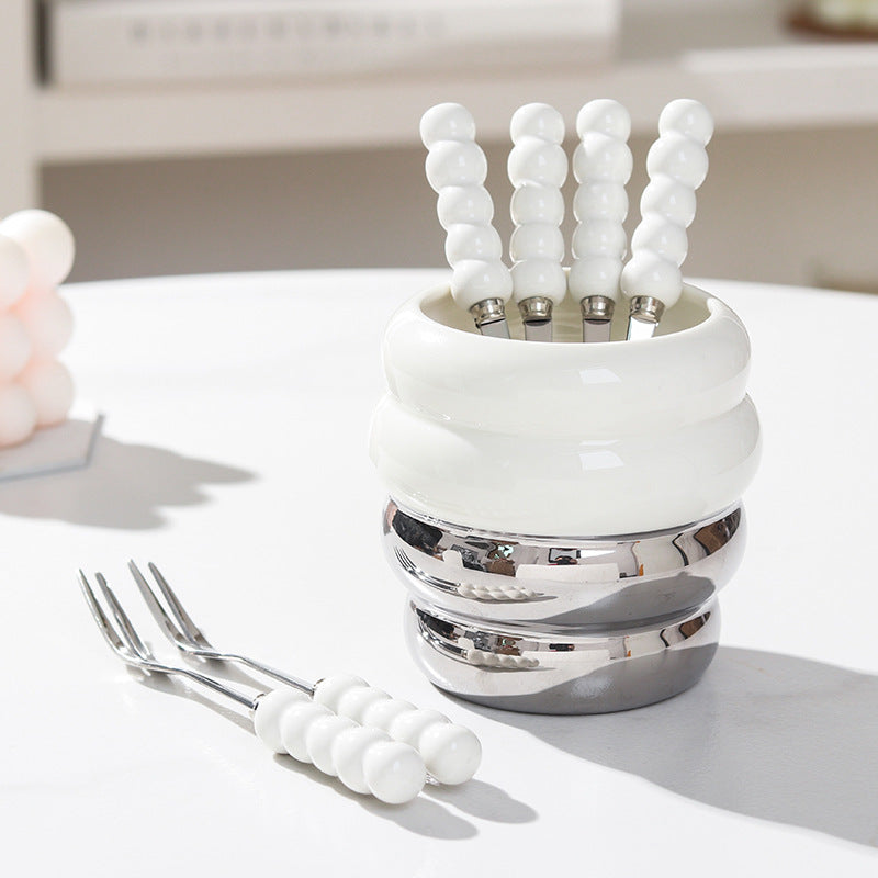 Pearl glaze honey jar fruit fork storage jar