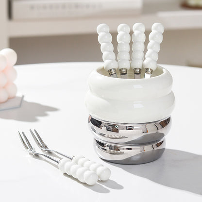 Pearl glaze honey jar fruit fork storage jar