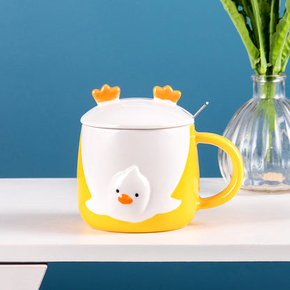 Cartoon duck ceramic cup with lid