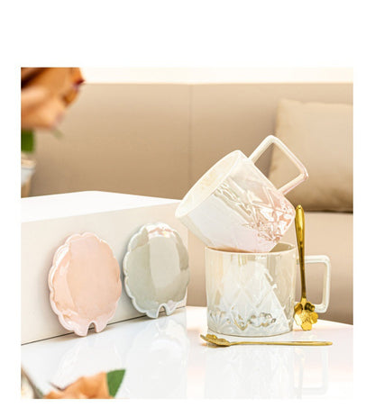 Beautiful girly colorful cherry blossom ceramic cup