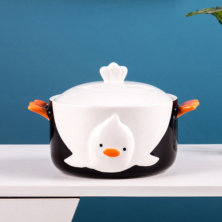 Hand painted duck ceramic noodle bowl