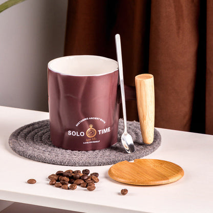 Creative convex and concave handle stone cup