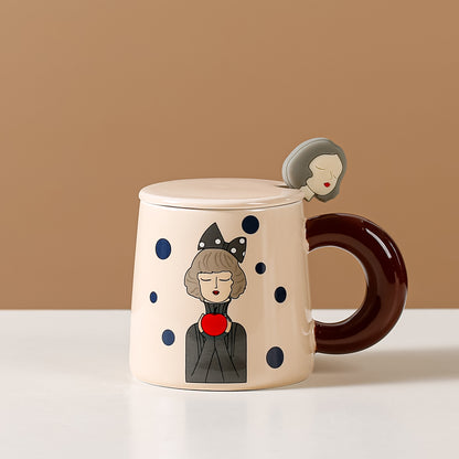 Creative Cute Bubble Girl Contrast Color Ceramic Cup