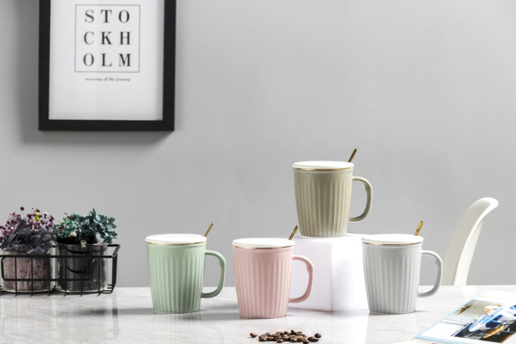 Minimally striped ceramic cup