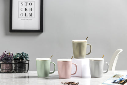 Minimally striped ceramic cup
