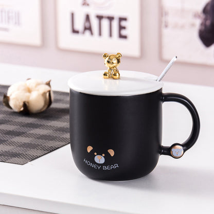 Simple and luxurious bear mug, fashionable gold-painted creative ceramic mug