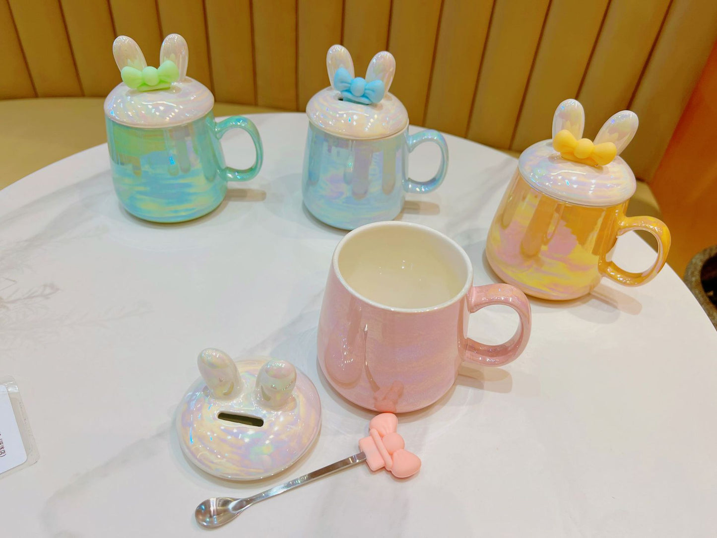 Colorful rabbit shape ceramic cup
