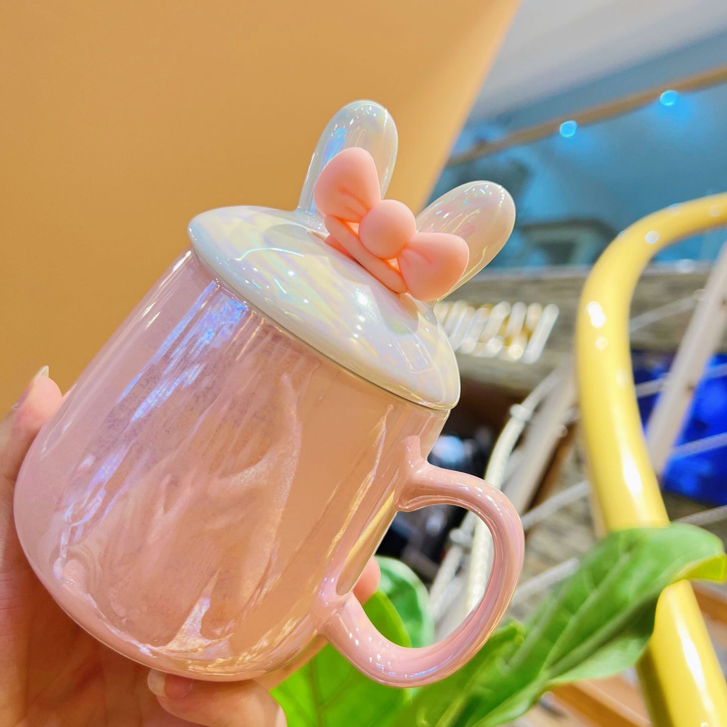 Colorful rabbit shape ceramic cup