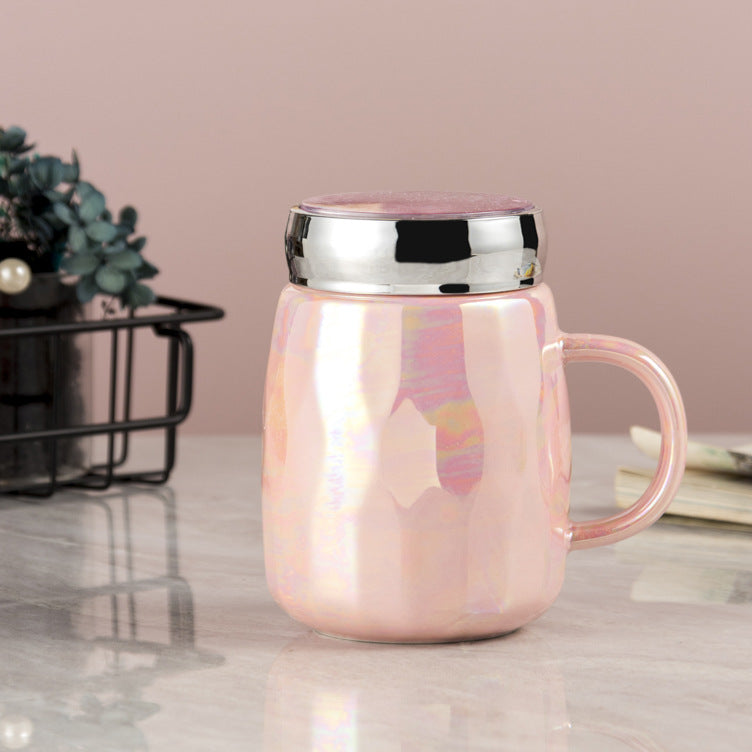 Flowing sand mirror light luxury ceramic cup