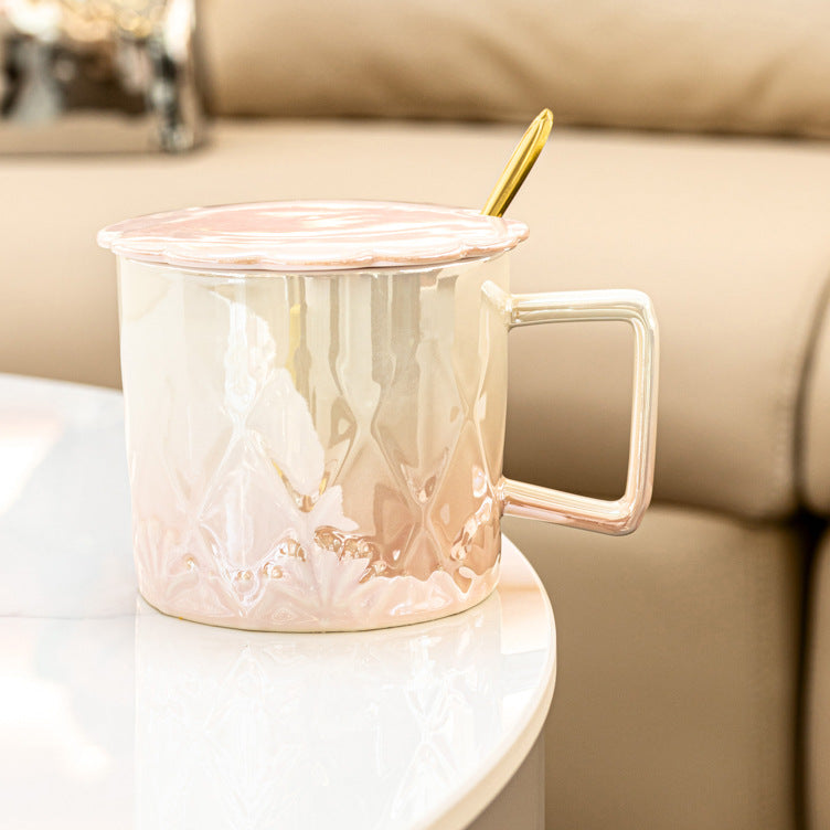 Beautiful girly colorful cherry blossom ceramic cup