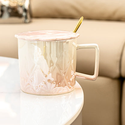 Beautiful girly colorful cherry blossom ceramic cup