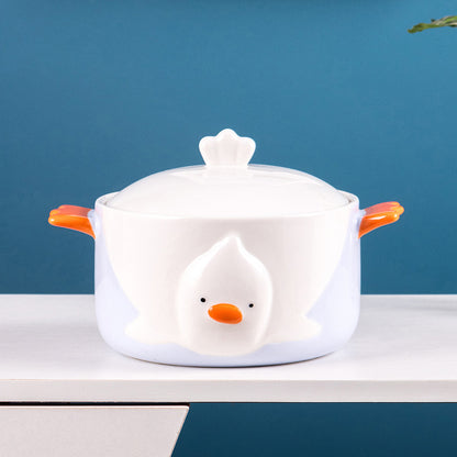 Hand painted duck ceramic noodle bowl