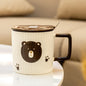 Creative Personalized Embossed Bear Ceramic Mug with Cover and Spoon