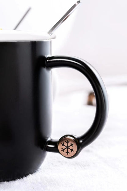 Christmas tree shaped black and white mug