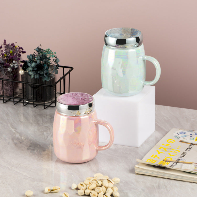 Flowing sand mirror light luxury ceramic cup