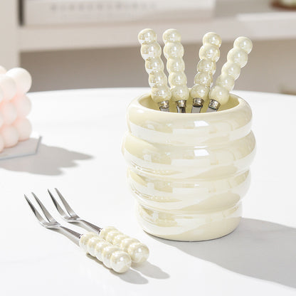 Pearl glaze honey jar fruit fork storage jar